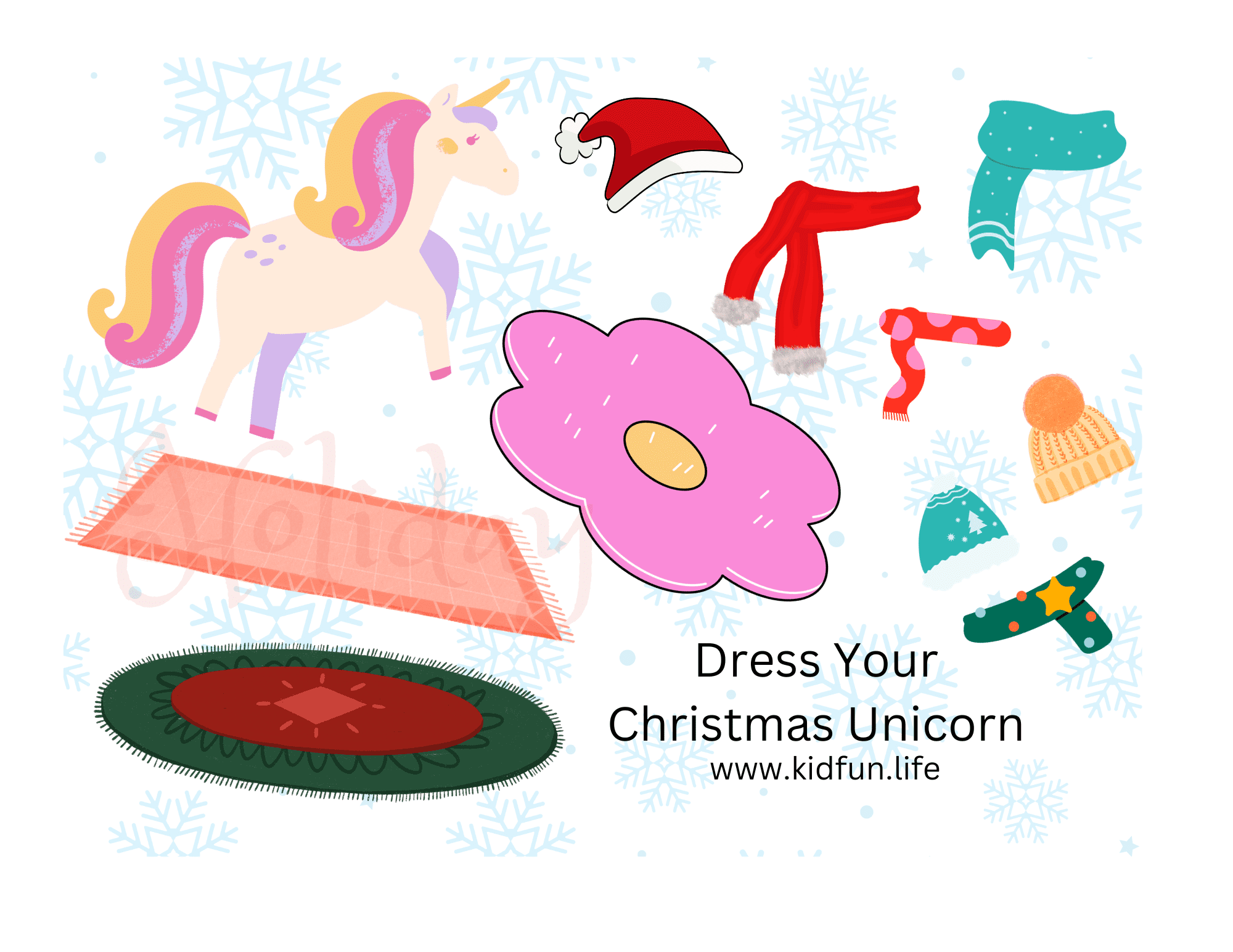 Dress your Christmas unicorn activity sheet