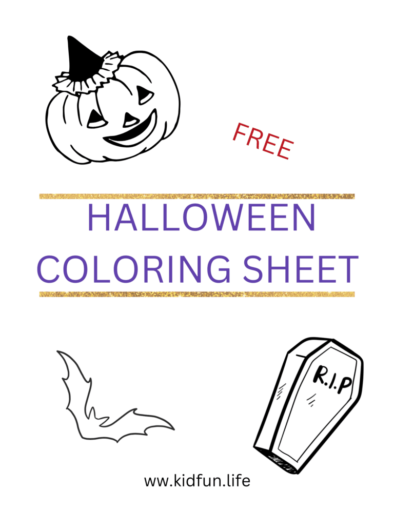 HALLOWEEN COLORING SHEET IMAGE OF JACK O'LANTERN, COFFIN AND BAT